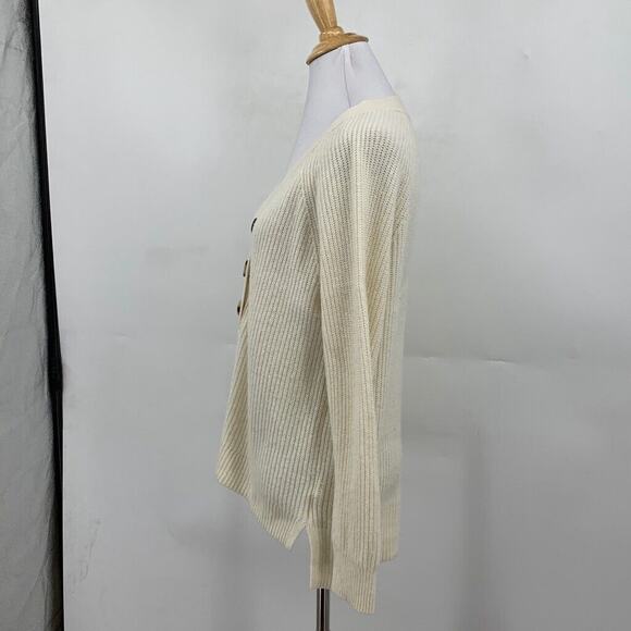 Madewell Sweater Womens S Small Beige Merino Wool Blend Lyle Rib Henley Pullover - Picture 4 of 11